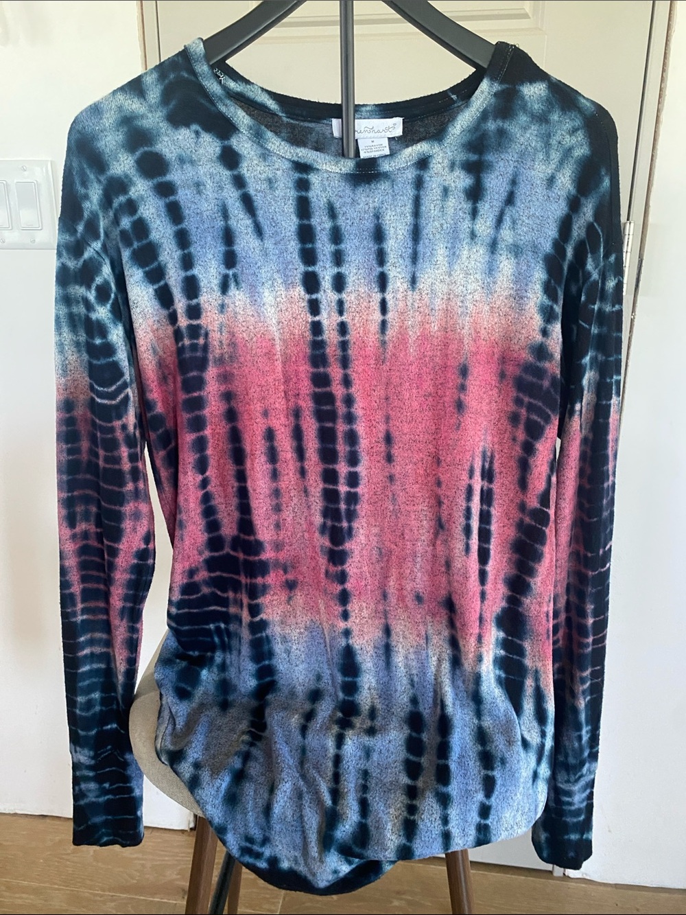 Current/Elliott Multicolor Tie-Dye Long Sleeve Top (Blue, Pink, Black)